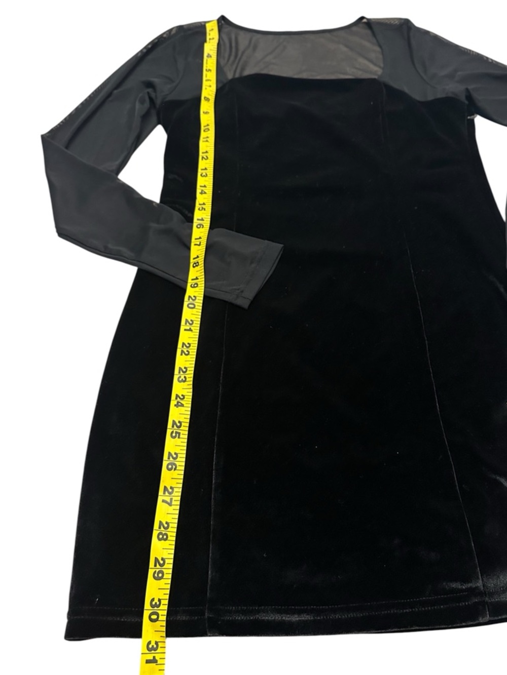 Lulus Black Velvet Mesh Sleeve Square Neck Dress Womens Small NWOT - Picture 6 of 10